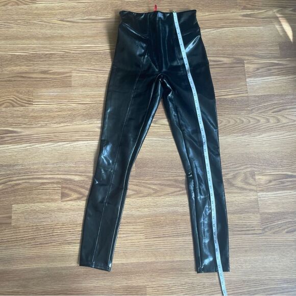 SPANX Sleek Black shaping High Waist Faux Leather Patent Leggings Size XS NWOT - Picture 13 of 14